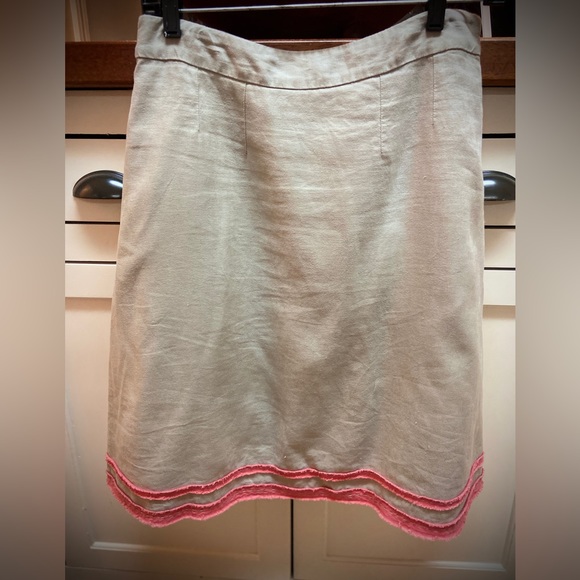 Boden size 4 US (8 UK) tan linen skirt with coral detail trim - Picture 2 of 6